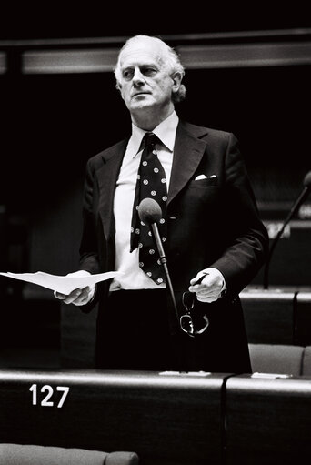 The delegue Sir Tom NORMANTON during a session in Strasbourg in May 1978.