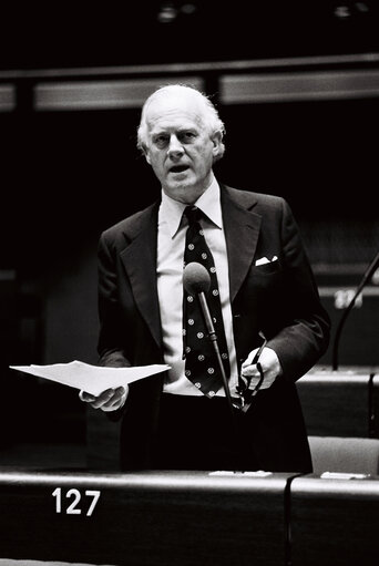 The delegue Sir Tom NORMANTON during a session in Strasbourg in May 1978.