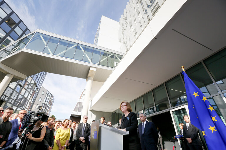 Inauguration of the Havel building by Antonio TAJANI - EP President and Dagmar HAVLOVA, wife of former Czech President Vaclav HAVEL