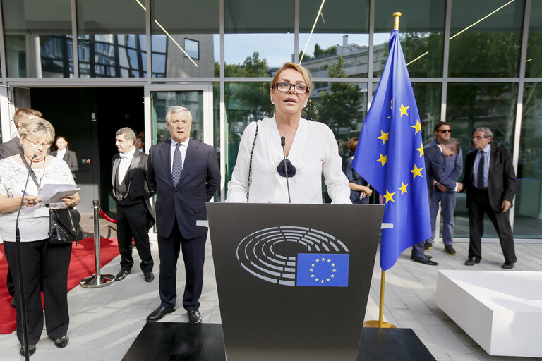 Foto 34: Inauguration of the Havel building by Antonio TAJANI - EP President and Dagmar HAVLOVA, wife of former Czech President Vaclav HAVEL