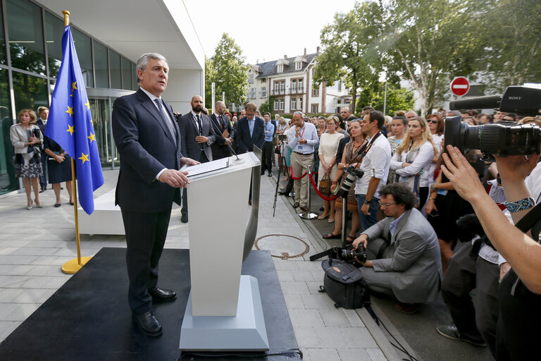 Inauguration of the Havel building by Antonio TAJANI - EP President and Dagmar HAVLOVA, wife of former Czech President Vaclav HAVEL