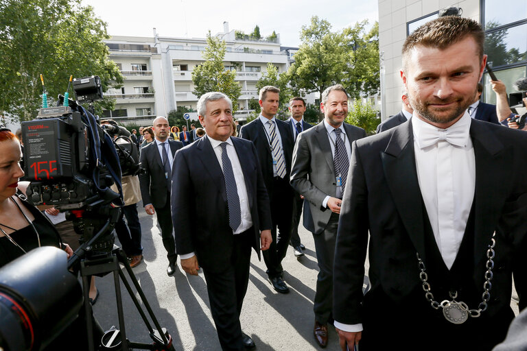 Fotogrāfija 3: Inauguration of the Havel building by Antonio TAJANI - EP President and Dagmar HAVLOVA, wife of former Czech President Vaclav HAVEL