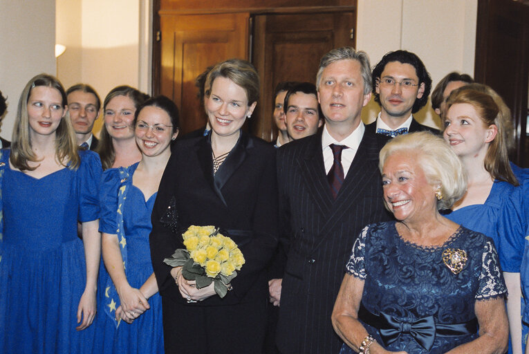 Visit of Prince Philippe and Princess Mathilde of Belgium at the European Parliament in Brussels