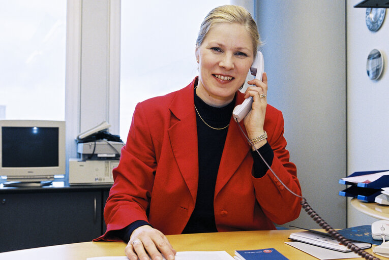 Portrait of MEP Marjo MATIKAINEN-KALLSTROM at the European Parliament in Brussels