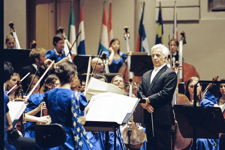 Visit of Prince and Princess of Belgium at the European Parliament in Brussels. Concert