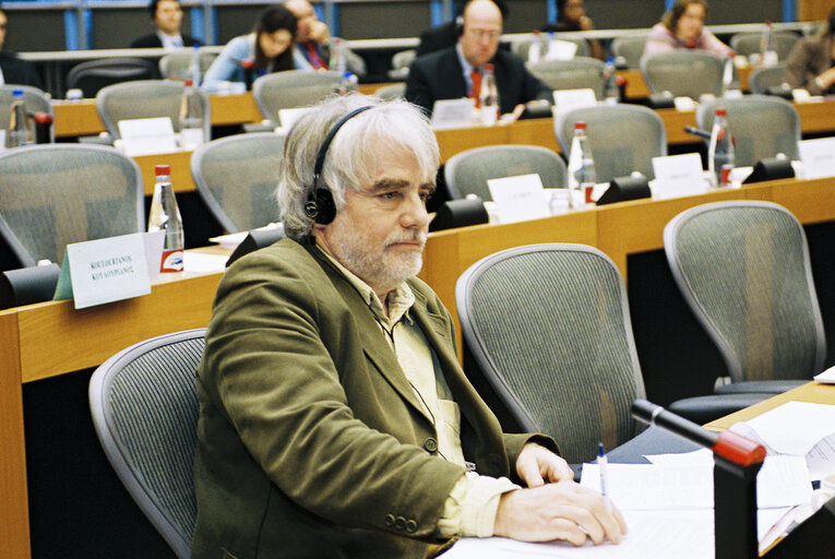 MEP Per GAHRTON attends a meeting in Brussels