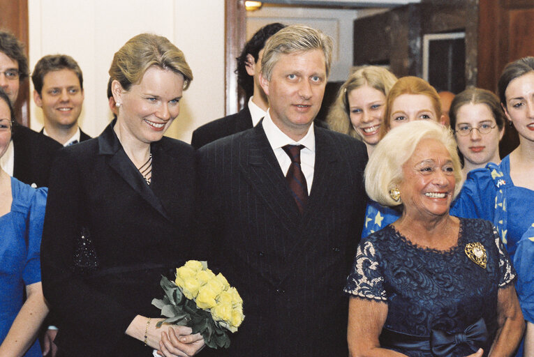 Visit of Prince Philippe and Princess Mathilde of Belgium at the European Parliament in Brussels