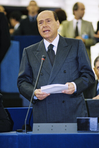 Foto 46: Plenary session in Strasbourg - Statement by Italian Prime Minister to present the programme of the Italian Presidency of the Council