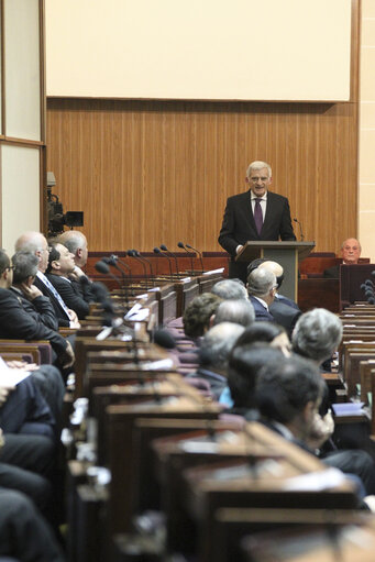 Fotografi 12: Valletta Malta, President of the European Parliament Prof. Jerzy Buzek address the House of Representatives . Prof Buzek is in Malta on a two day official visit.