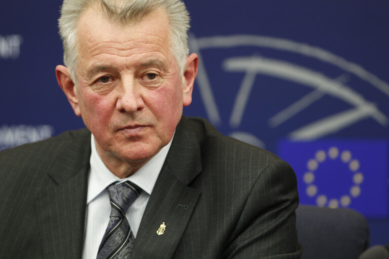 Fotogrāfija 14: Conference de presse de Pal Schmitt, President de la Hongrie et Jerzy Buzek, President du Parlement Europeen