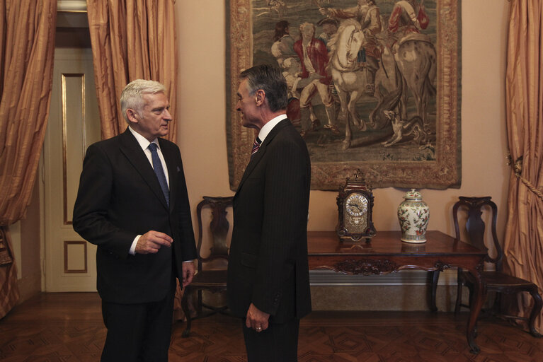 Fotagrafa 24: President of the European Parliament Jerzy Bruzek, meets Portuguese President, Aninbal Cavaco Silva at Belem Palace in Lisbon on February 18, 2011.