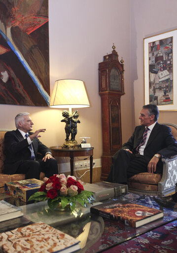 Fotagrafa 22: President of the European Parliament Jerzy Bruzek, meets Portuguese President, Aninbal Cavaco Silva at Belem Palace in Lisbon on February 18, 2011.