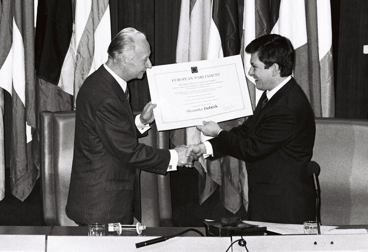 The 1989 Sakharov Prize is awarded to Alexander Dubcek