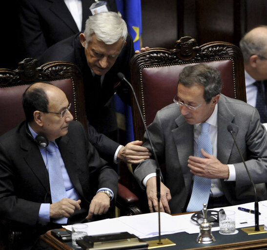 Foto 6: European Parliament President Jerzy Buzek during of the 7th plenary session of the Parlamentary assembly of the Union for the mediterranean at Italian Chambers of Deputies at Palazzo Montecitorio on March 4, 2011in Rome.