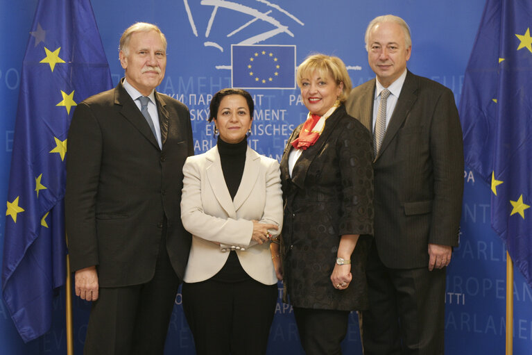 Photo 9 : MEPs Dominique RIQUET, Tokia SAIFI, Pascale GRUNY and Jean-Paul GAUZES pose for a portrait