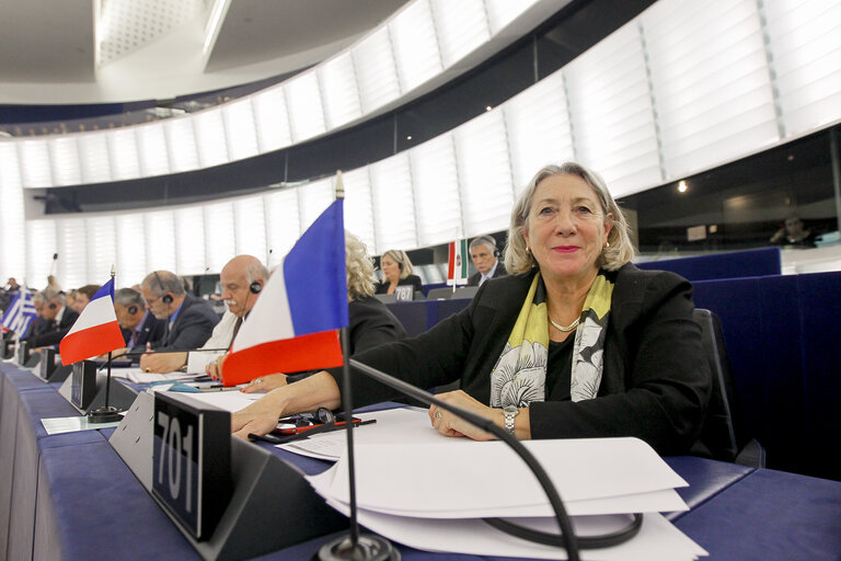 Fotagrafa 1: Joelle MELIN voting in plenary session week 41 2015 in Strasbourg