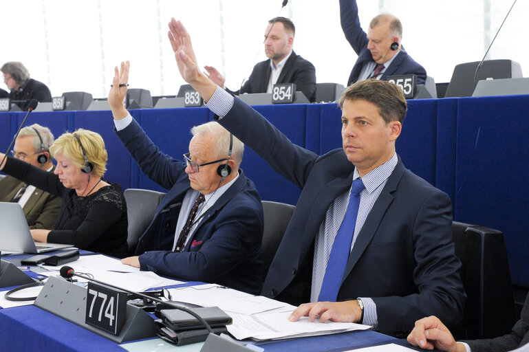 Снимка 5: Miroslaw PIOTROWSKI in plenary session week 41 2015 in Strasbourg during votes