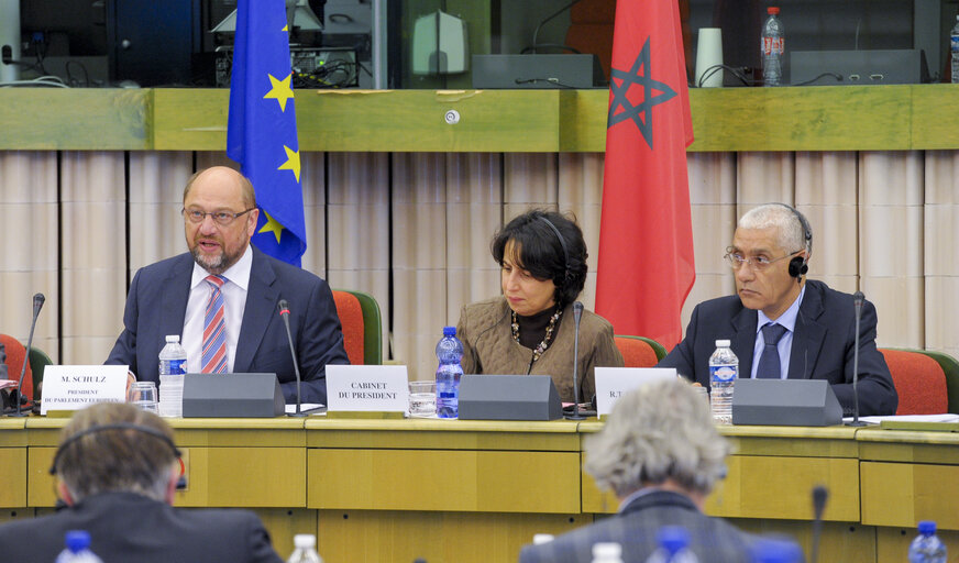 Nuotrauka 12: Martin SCHULZ - EP President meets with Talbi ALAMI, President of the House of Representatives of Morocco and the Delegation to the Parliamentary Assembly Union for Mediterranean