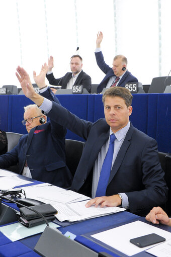 Снимка 6: Miroslaw PIOTROWSKI in plenary session week 41 2015 in Strasbourg during votes