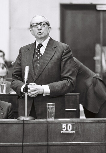 Commissioner Henri SIMONET  in Plenary session Strasbourg february 1976