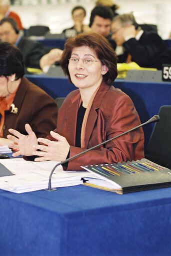 Foto 2: Renate SOMMER in plenary session in Strasbourg in december 2001.