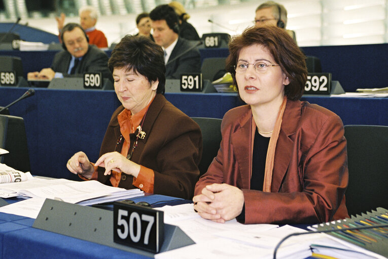 Renate SOMMER in plenary session in Strasbourg in december 2001.