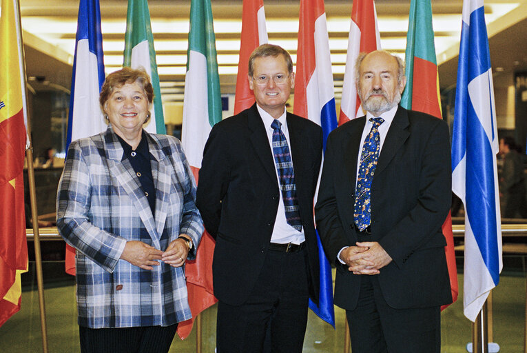MEPs Imelda Mary READ, Gary TITLEY and Phillip WHITEHEAD at the European Parliament in Brussels