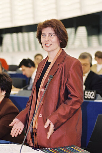 Foto 8: Renate SOMMER in plenary session in Strasbourg in december 2001.