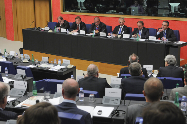 Photo 11 : United Kingdom's Minister for European Affairs David Roy Lidington attends a meeting with MEPs in Strasbourg