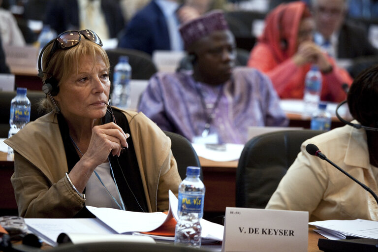 Φωτογραφία 37: VÈronique De Keyser, EU deputy, speakes about Maternal Mortality presents the report of the Commitee on Economic Development, Finance and Trade to the 20th ACP-EU Joint Parliamentary Assembly in Kinshasa on December 3, 2010. De Keyser from Belgium is a substitute for the Committee on Women's Rights and Gender Equality and the Committee on the Internal Market and Consumer Protection at EU.