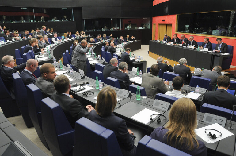 Photo 9 : United Kingdom's Minister for European Affairs David Roy Lidington attends a meeting with MEPs in Strasbourg