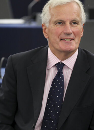 Nuotrauka 7: European Commissioner Michel Barnier attends the plenary session in Strasbourg