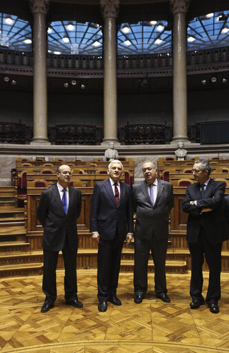 Fotagrafa 49: President of the European Parliament Jerzy Bruzek, on the left, visits with Portuguese Parliament's President Jaime Gama, on the right, the Pal·cio de S„o Bento, the Parliament building in Lisbon on February 17, 2011.