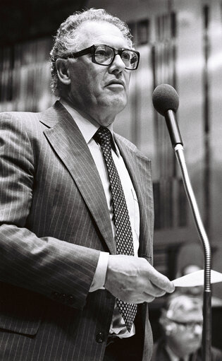 Vice-President of the European Commission Wilhelm HAFERKAMP during the plenary session from December 11 to 15, 1978, in Luxembourg.