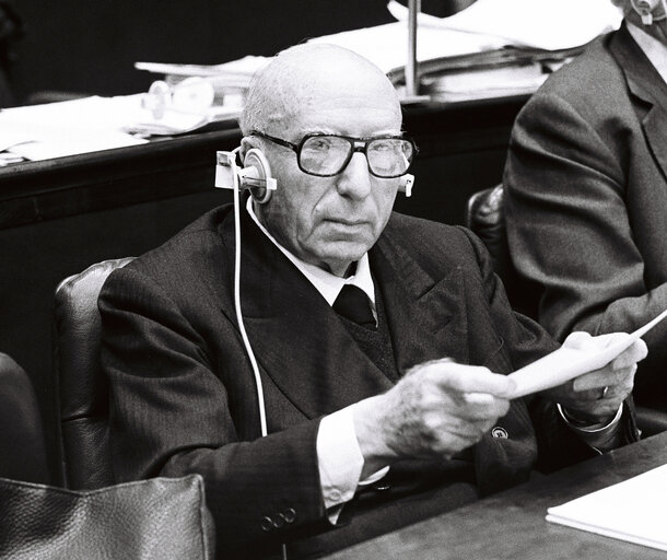 Mario SCELBA during the plenary session from December 11 to 15, 1978, in Luxembourg.