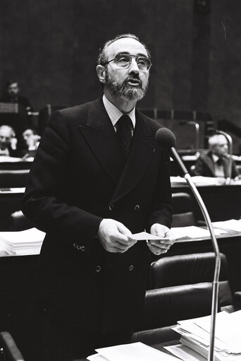 Edgard Edouard PISANI during the plenary session from December 11 to 15, 1978, in Luxembourg.