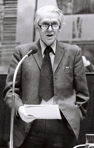 European Commissioner Finn GUNDELACH during the plenary session from December 11 to 15, 1978, in Luxembourg.