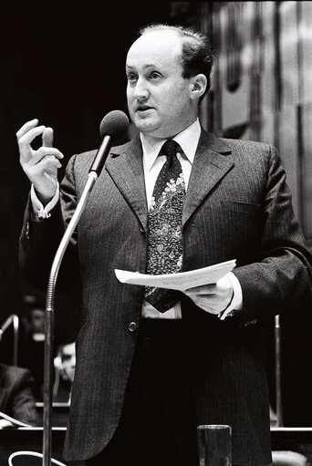 European Commissioner Christopher TUGENDHAT during the plenary session from December 11 to 15, 1978, in Luxembourg.