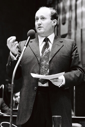 European Commissioner Christopher TUGENDHAT during the plenary session from December 11 to 15, 1978, in Luxembourg.