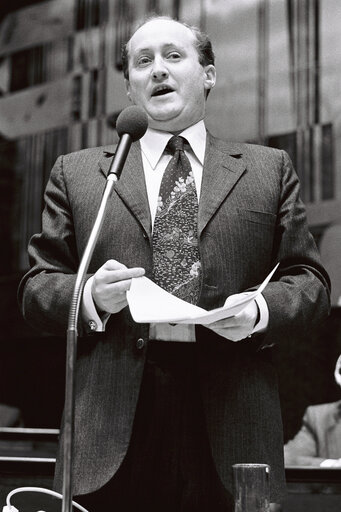 European Commissioner Francois Christopher TUGENDHAT during the plenary session from December 11 to 15, 1978, in Luxembourg.