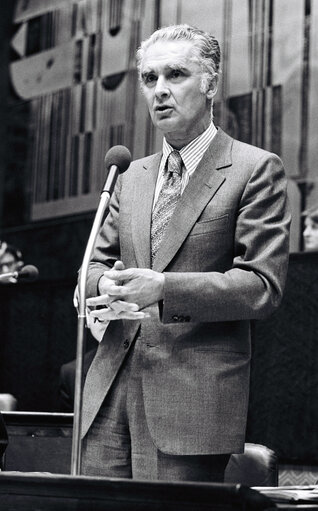 European Commissioner Antonio GIOLITTI during the plenary session from December 11 to 15, 1978, in Luxembourg.