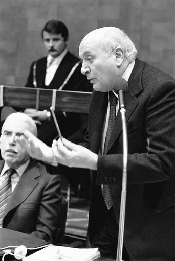 Altiero SPINELLI during the plenary session from December 11 to 15, 1978, in Luxembourg.