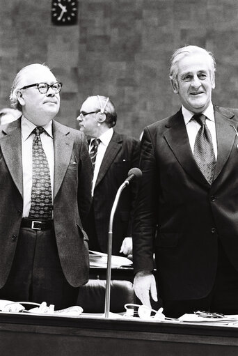 Geoffrey RIPPON and James SCOTT-HOPKINS during the plenary session from December 11 to 15, 1978, in Luxembourg.