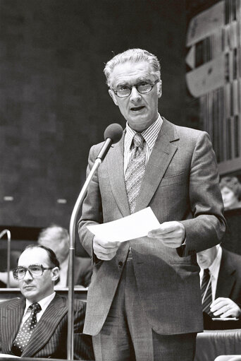 European Commissioner Antonio GIOLITTI during the plenary session from December 11 to 15, 1978, in Luxembourg.