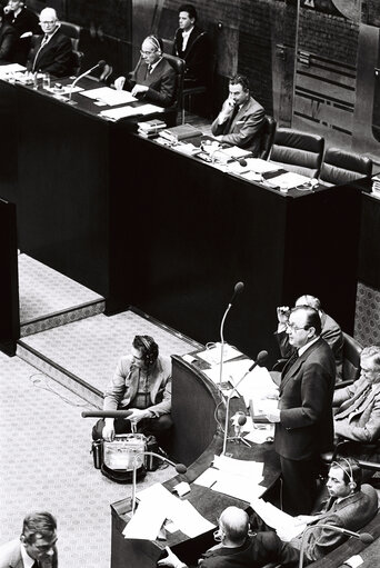 Hans-Dietrich GENSCHER, Minister for Foreign Affairs of the Federal Republic of Germany and President in Office of the Council of the European Communities, during the plenary session from December 11 to 15, 1978, in Luxembourg.