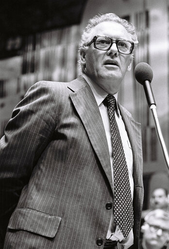 Vice-President of the European Commission Wilhelm HAFERKAMP during the plenary session from December 11 to 15, 1978, in Luxembourg.