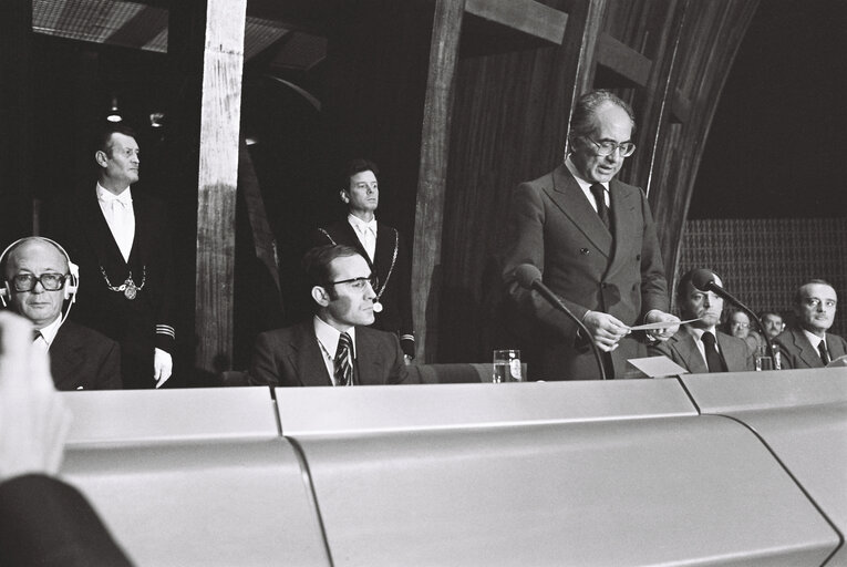 President of Portugal António Ramalho EANES and EP President Emilio Colombo, in Strasbourg, November 1978.