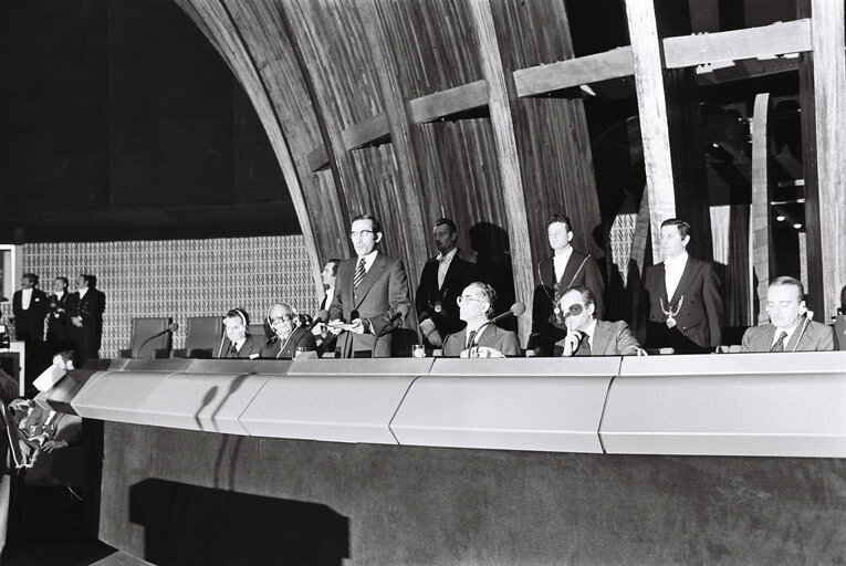 President of Portugal António Ramalho EANES and EP President Emilio Colombo, in Strasbourg, November 1978.