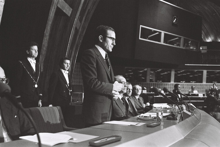 President of Portugal António Ramalho EANES and EP President Emilio Colombo, in Strasbourg, November 1978.