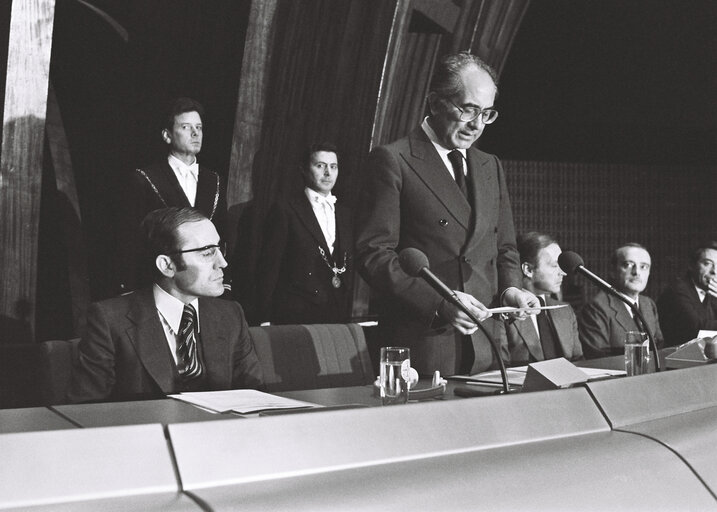 President of Portugal António Ramalho EANES and EP President Emilio Colombo, in Strasbourg, November 1978.